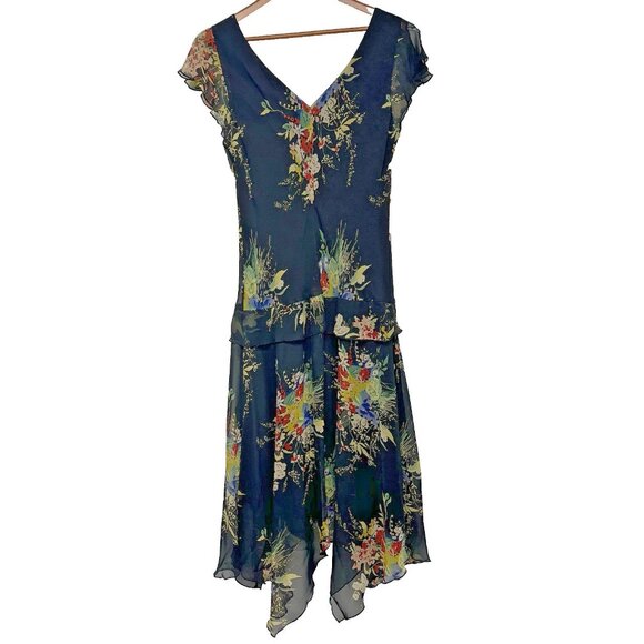 Dressbarn Womens Y2K Tiered Midi Dress Size 16‎ Drop Waist Fairy Whimsygoth Fem - Picture 6 of 8